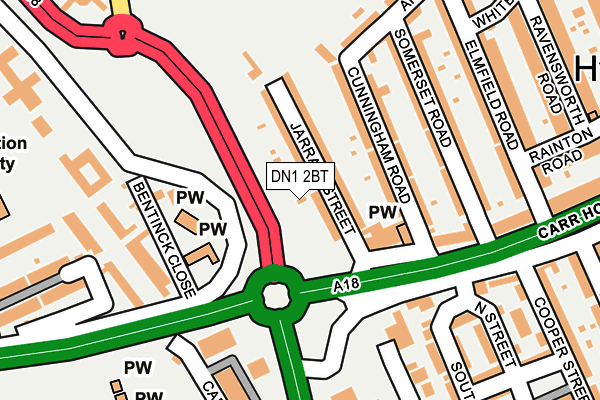 DN1 2BT map - OS OpenMap – Local (Ordnance Survey)