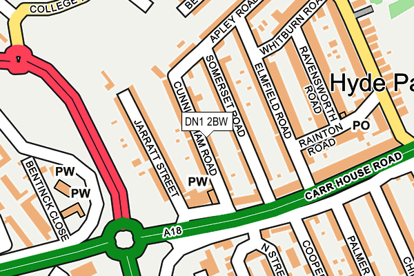 DN1 2BW map - OS OpenMap – Local (Ordnance Survey)