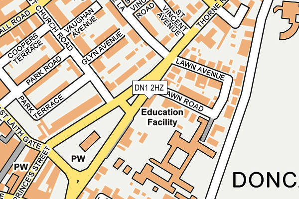 DN1 2HZ map - OS OpenMap – Local (Ordnance Survey)
