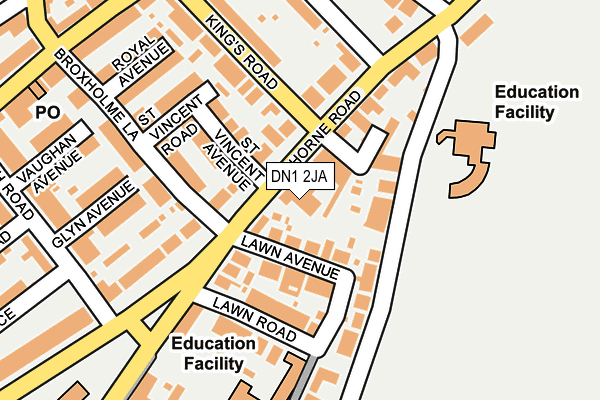 DN1 2JA map - OS OpenMap – Local (Ordnance Survey)