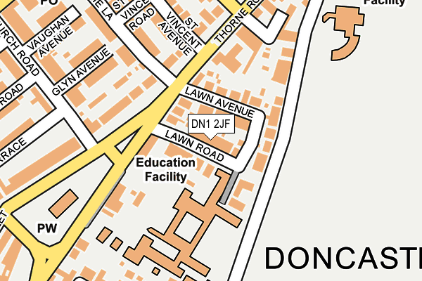 DN1 2JF map - OS OpenMap – Local (Ordnance Survey)