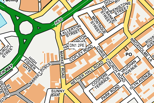 DN1 2PE map - OS OpenMap – Local (Ordnance Survey)