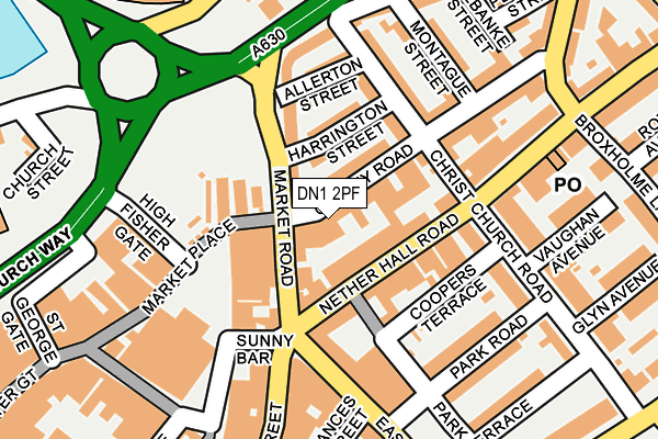 DN1 2PF map - OS OpenMap – Local (Ordnance Survey)