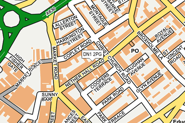 DN1 2PG map - OS OpenMap – Local (Ordnance Survey)