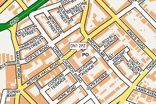 DN1 2PZ map - OS OpenMap – Local (Ordnance Survey)