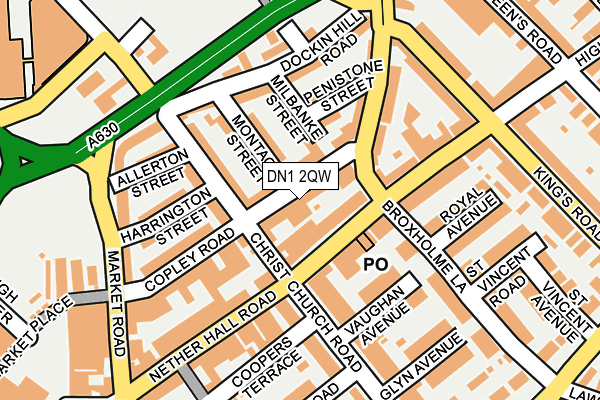 DN1 2QW map - OS OpenMap – Local (Ordnance Survey)