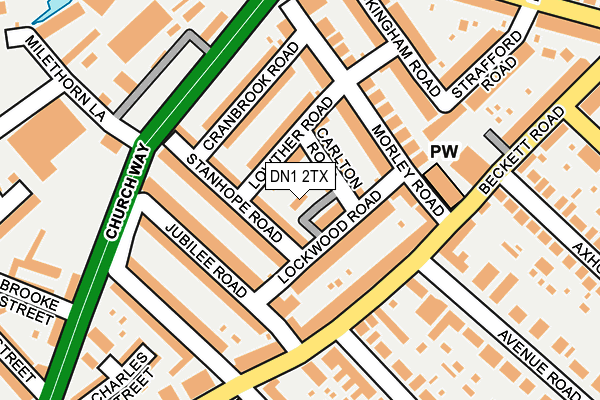 DN1 2TX map - OS OpenMap – Local (Ordnance Survey)