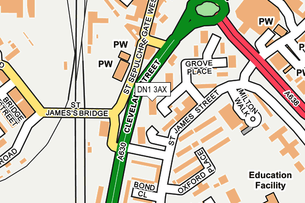 DN1 3AX map - OS OpenMap – Local (Ordnance Survey)