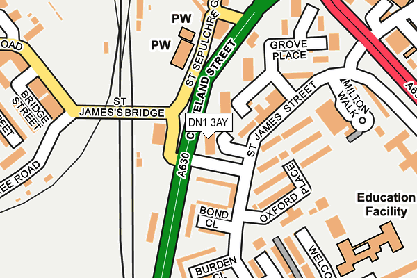 DN1 3AY map - OS OpenMap – Local (Ordnance Survey)