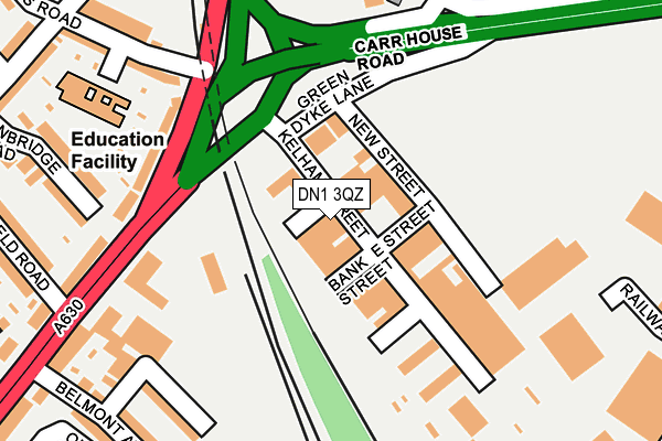 DN1 3QZ map - OS OpenMap – Local (Ordnance Survey)
