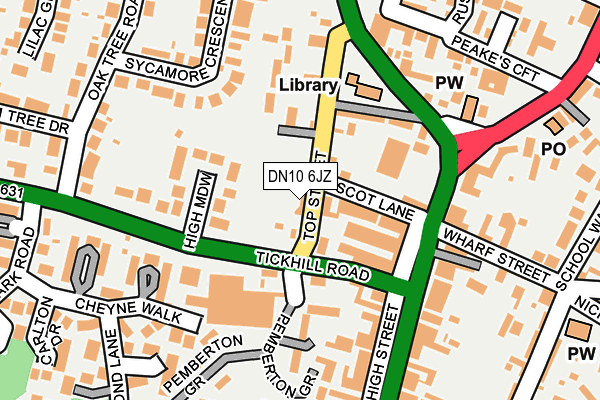 DN10 6JZ map - OS OpenMap – Local (Ordnance Survey)