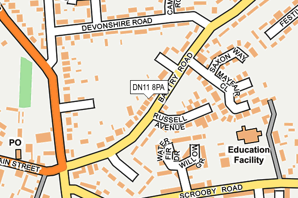 DN11 8PA map - OS OpenMap – Local (Ordnance Survey)
