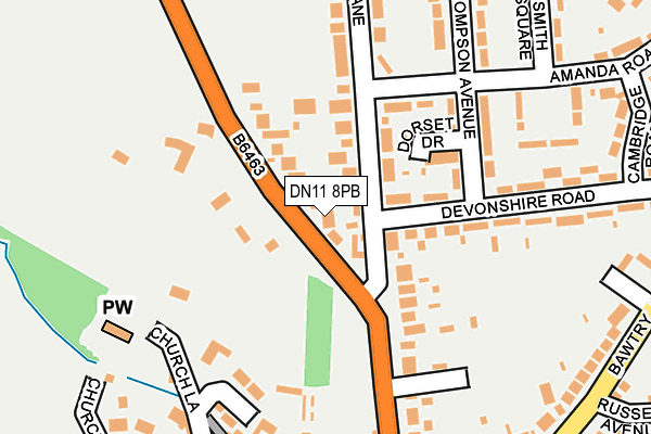 DN11 8PB map - OS OpenMap – Local (Ordnance Survey)