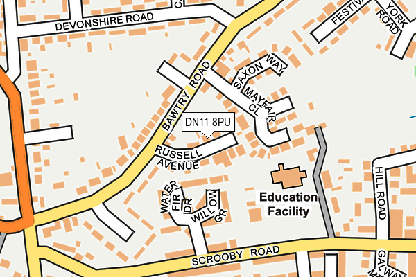 DN11 8PU map - OS OpenMap – Local (Ordnance Survey)