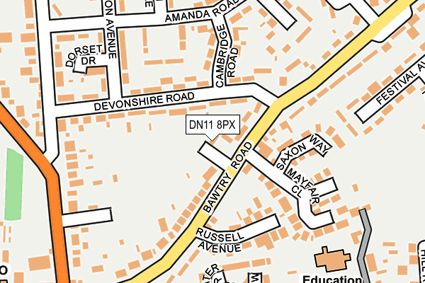 DN11 8PX map - OS OpenMap – Local (Ordnance Survey)