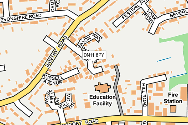 DN11 8PY map - OS OpenMap – Local (Ordnance Survey)