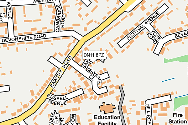 DN11 8PZ map - OS OpenMap – Local (Ordnance Survey)