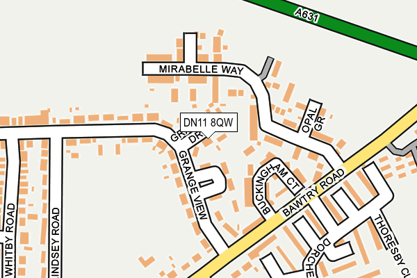 DN11 8QW map - OS OpenMap – Local (Ordnance Survey)
