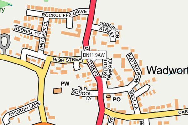 DN11 9AW map - OS OpenMap – Local (Ordnance Survey)