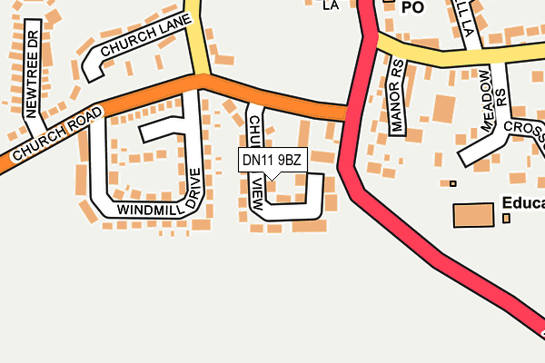 DN11 9BZ map - OS OpenMap – Local (Ordnance Survey)