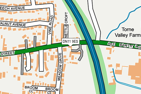 DN11 9ES map - OS OpenMap – Local (Ordnance Survey)