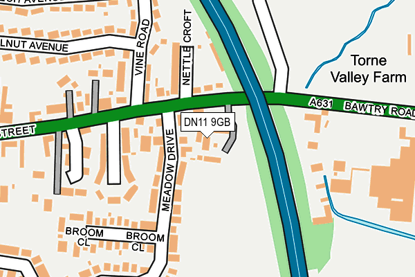 DN11 9GB map - OS OpenMap – Local (Ordnance Survey)