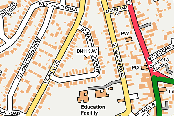 DN11 9JW map - OS OpenMap – Local (Ordnance Survey)
