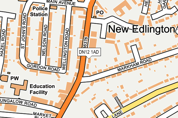 DN12 1AD map - OS OpenMap – Local (Ordnance Survey)