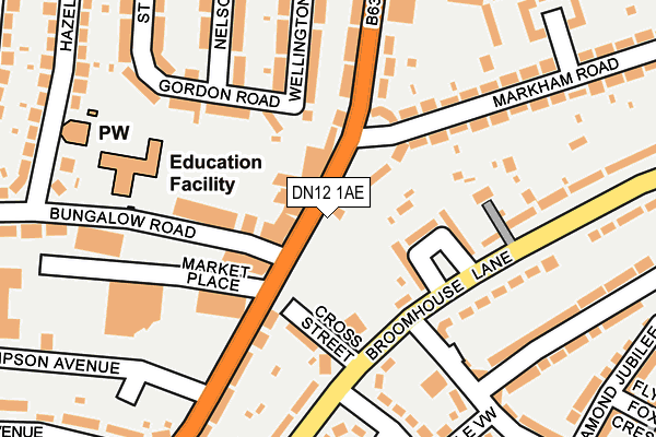 DN12 1AE map - OS OpenMap – Local (Ordnance Survey)