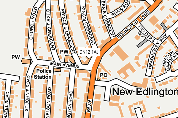 DN12 1AJ map - OS OpenMap – Local (Ordnance Survey)