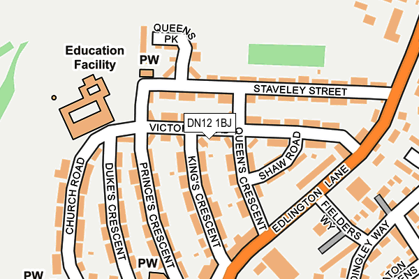 DN12 1BJ map - OS OpenMap – Local (Ordnance Survey)