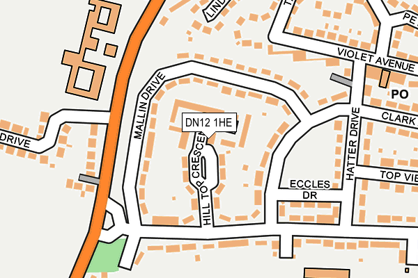 DN12 1HE map - OS OpenMap – Local (Ordnance Survey)