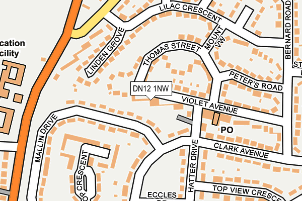 DN12 1NW map - OS OpenMap – Local (Ordnance Survey)