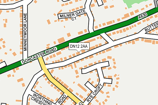 DN12 2AA map - OS OpenMap – Local (Ordnance Survey)