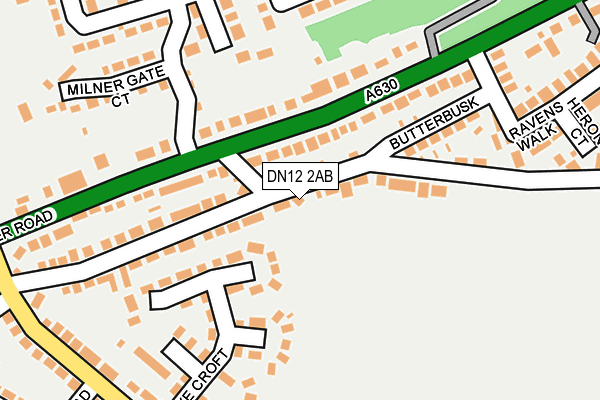 DN12 2AB map - OS OpenMap – Local (Ordnance Survey)