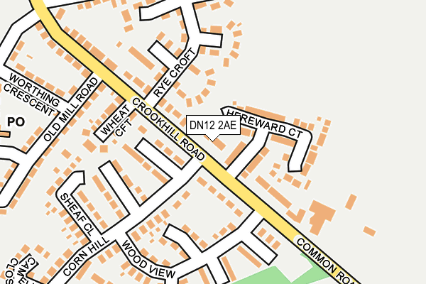 DN12 2AE map - OS OpenMap – Local (Ordnance Survey)