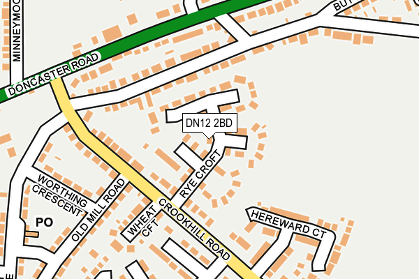 DN12 2BD map - OS OpenMap – Local (Ordnance Survey)