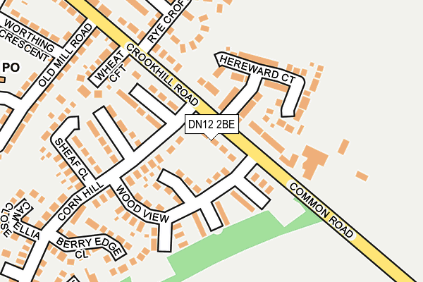 DN12 2BE map - OS OpenMap – Local (Ordnance Survey)