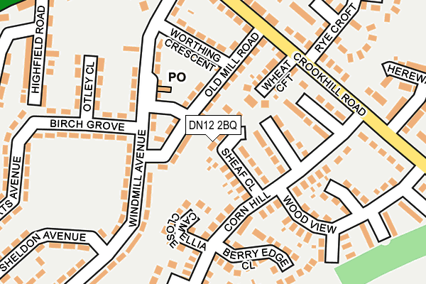 DN12 2BQ map - OS OpenMap – Local (Ordnance Survey)