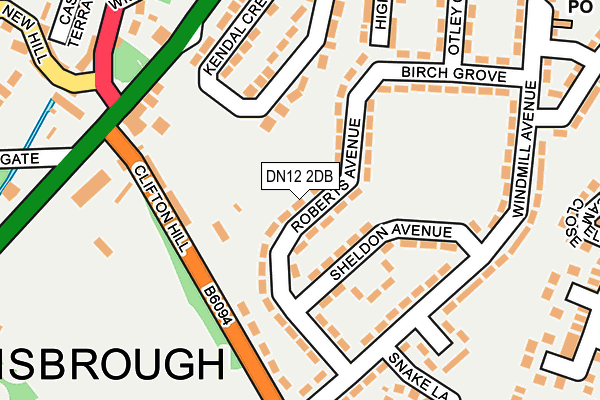 DN12 2DB map - OS OpenMap – Local (Ordnance Survey)