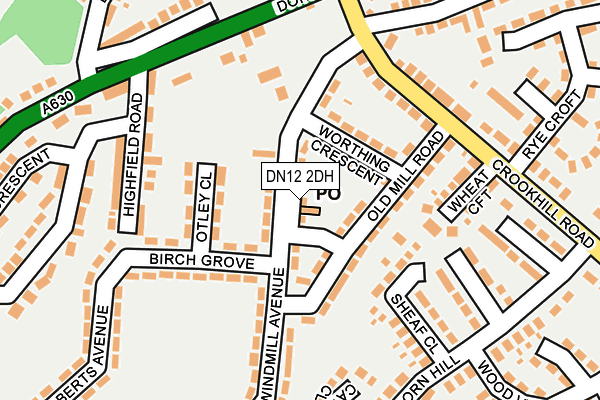 DN12 2DH map - OS OpenMap – Local (Ordnance Survey)