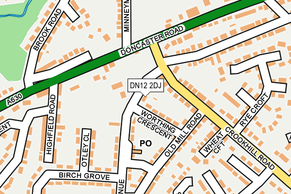 DN12 2DJ map - OS OpenMap – Local (Ordnance Survey)