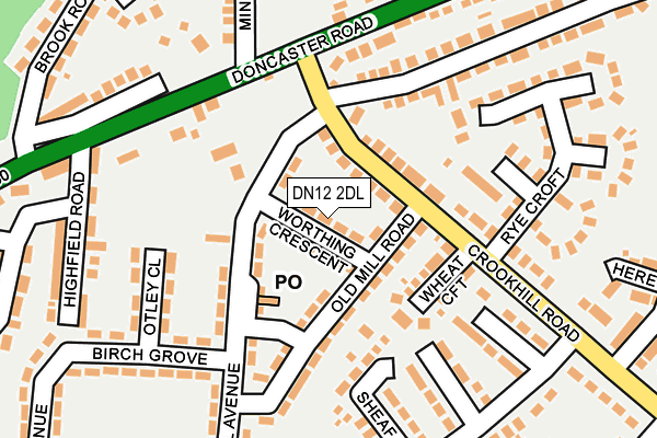 DN12 2DL map - OS OpenMap – Local (Ordnance Survey)