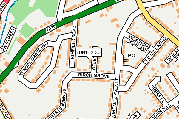 DN12 2DQ map - OS OpenMap – Local (Ordnance Survey)