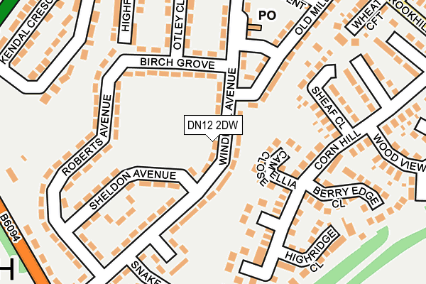 DN12 2DW map - OS OpenMap – Local (Ordnance Survey)