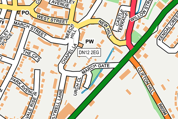 DN12 2EG map - OS OpenMap – Local (Ordnance Survey)