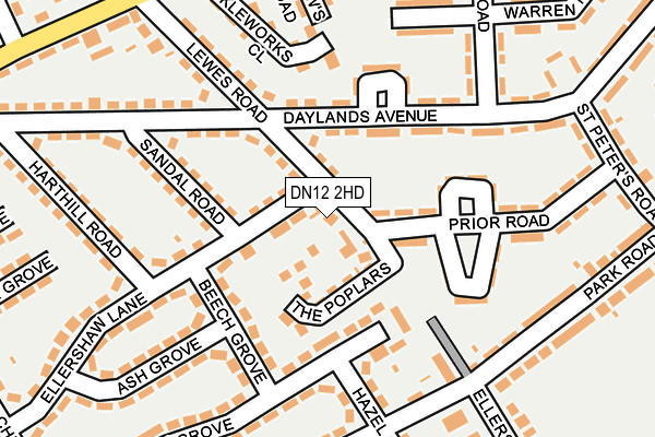 DN12 2HD map - OS OpenMap – Local (Ordnance Survey)