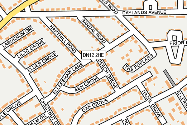 DN12 2HE map - OS OpenMap – Local (Ordnance Survey)