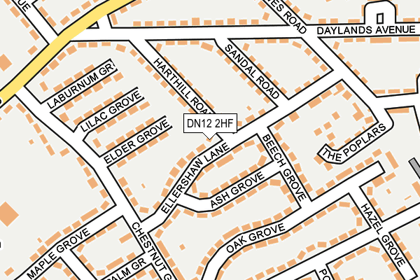 DN12 2HF map - OS OpenMap – Local (Ordnance Survey)