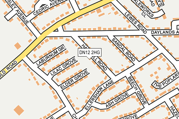 DN12 2HG map - OS OpenMap – Local (Ordnance Survey)